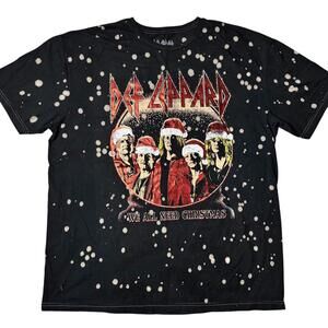 NWOT Def Leppard We All Need Christmas Bleach Dye Tee Men L